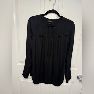 J. Crew Black longsleeve, covered button blouse Size 8